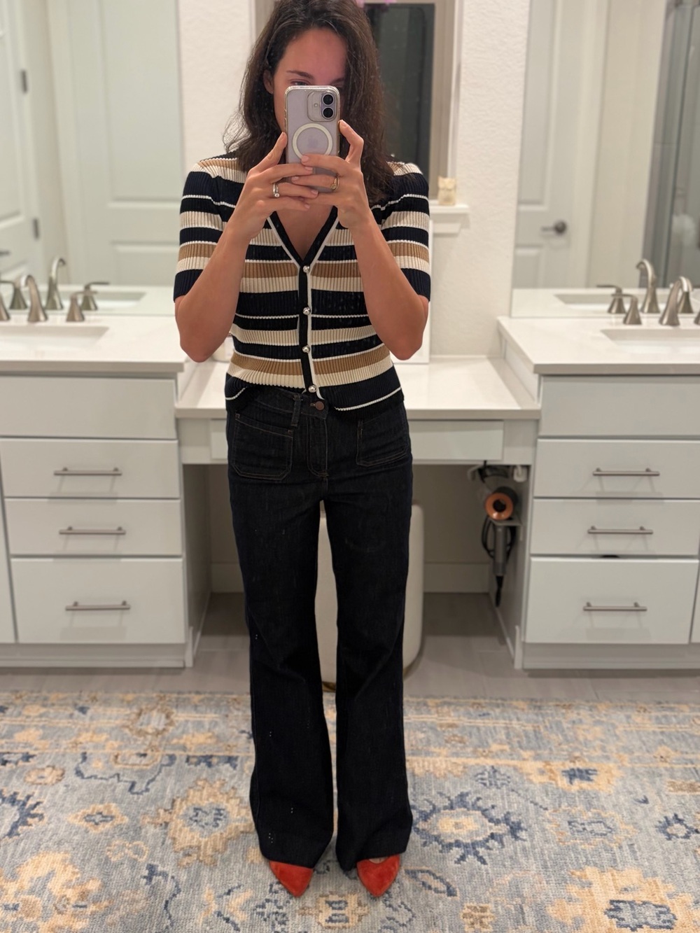 Maeve Flare-Leg Jeans in Dark Denim